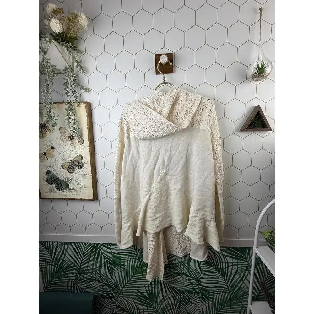 Free People Oversized Ivory Doily Cardigan Side Zip-up Jacket  - Size - Small